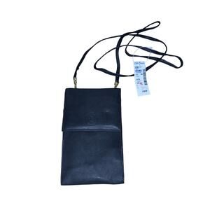 Vintage Laura Gayle Leather Wallet Black Wristlet Crossbody Deadstock NWT